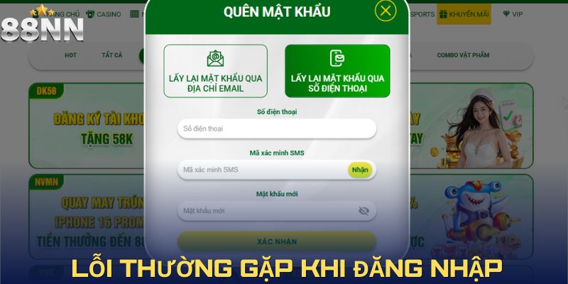 Lỗi thường gặp khi vào tài khoản mới