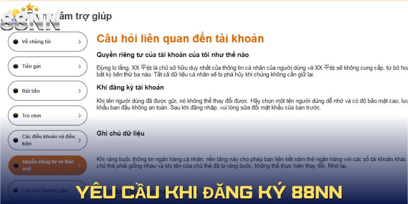 Yêu cầu cần nắm vững khi đăng ký tài khoản mới